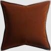   MERINO VELVET CUSHION WITH LEATHER TRIM - PUMPKIN 