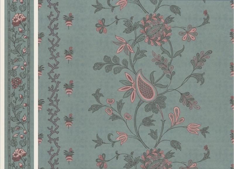 Обои для стен  Hamilton Weston Old Paradise Kew-Green-BorderIndia-Blue-trimmed-e1 