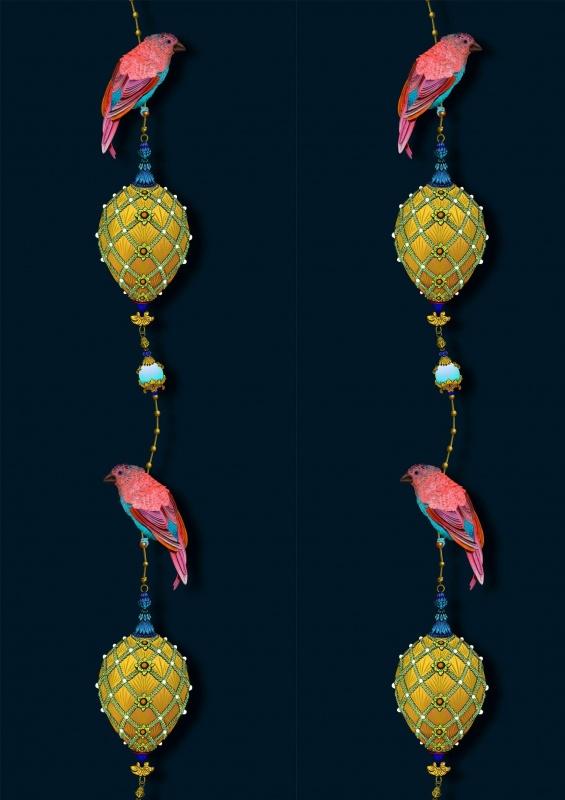 Метражные обои для стен  Kitmiles Wallcoverings Al.1 Pendants-and-Ornamental-Birds-8941-4001 