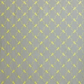 Ткань Barneby Gates Barneby Fabrics Horse-Trellis-R-acid-yellow-on-grey-swatch 