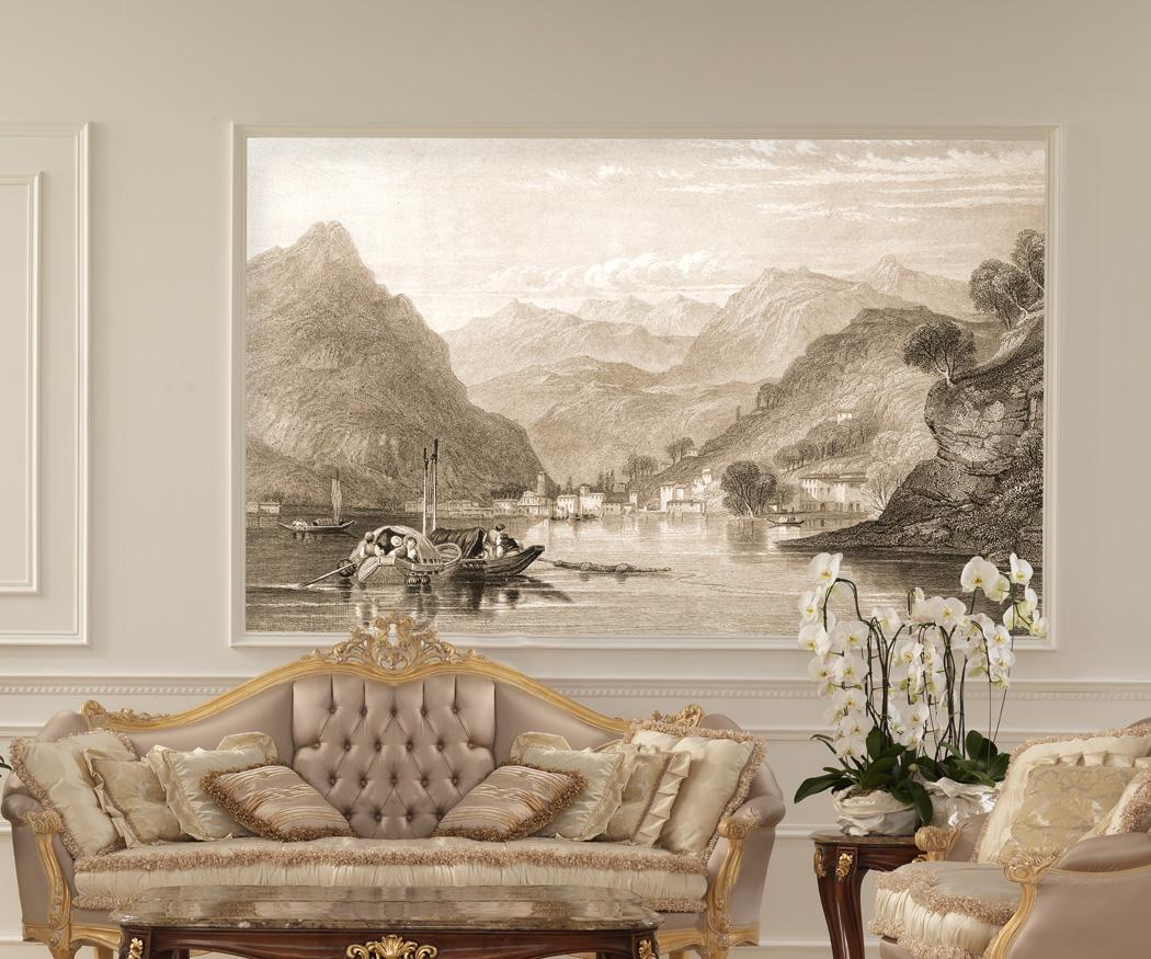 Обои для стен Sangiorgio Acqueforti Antique illustration of Lake Como. 1842 
