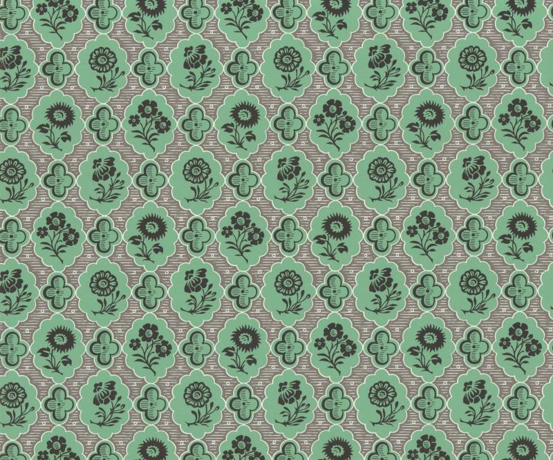 Обои для стен  Hamilton Weston Paradise Archive Twickenham-Document-Green-Black 