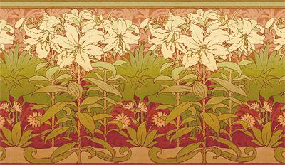 Обои для стен  Bradbury & Bradbury Arts & Crafts II lilies_frieze_400 