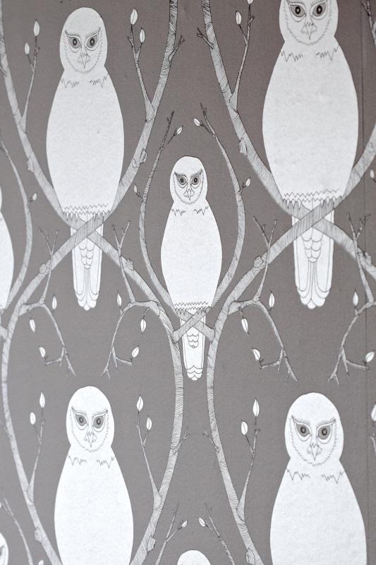 Обои для стен Abigail Edwards Abigail’s first wallpaper collection Briar Owl Wallpaper Silver 
