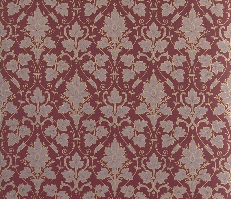 Обои для стен  Hamilton Weston Old Paradise UPPARK-TAPESTRY-ROOM-Burgundy-putty-gold-1-2 