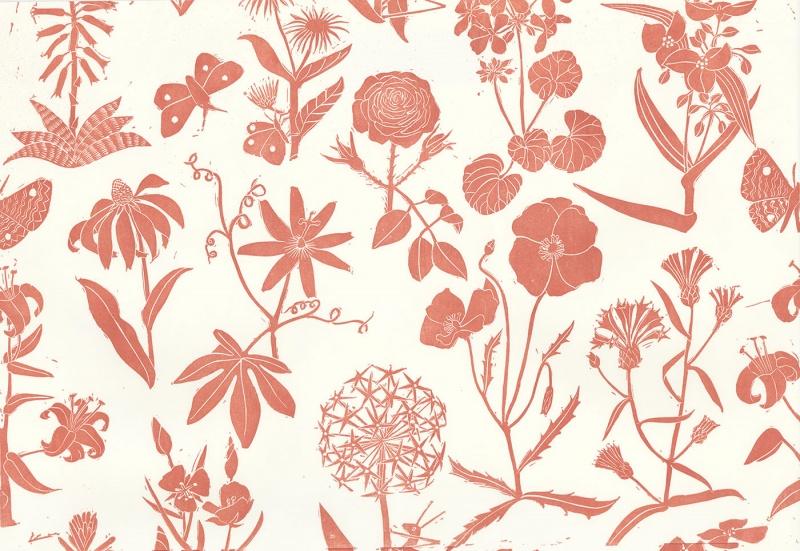 Обои для стен Hamilton Weston The Marthe Armitage wallpapers Flora-Soft-Red-web-ready 