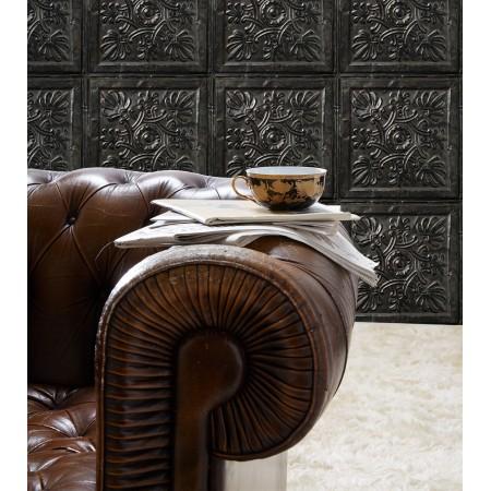 Обои для стен Koziel Tin tiles wallpapers antique-carbon-tin-tiles-wallpaper-004d31 