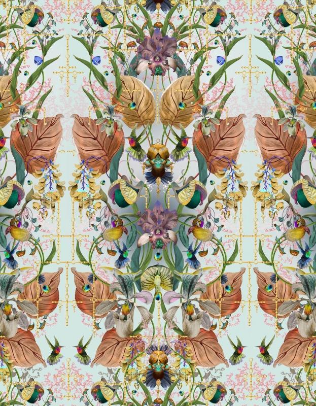 Метражные обои для стен  Kitmiles Wallcoverings Al.1 Ultraviolet-Garden-1 