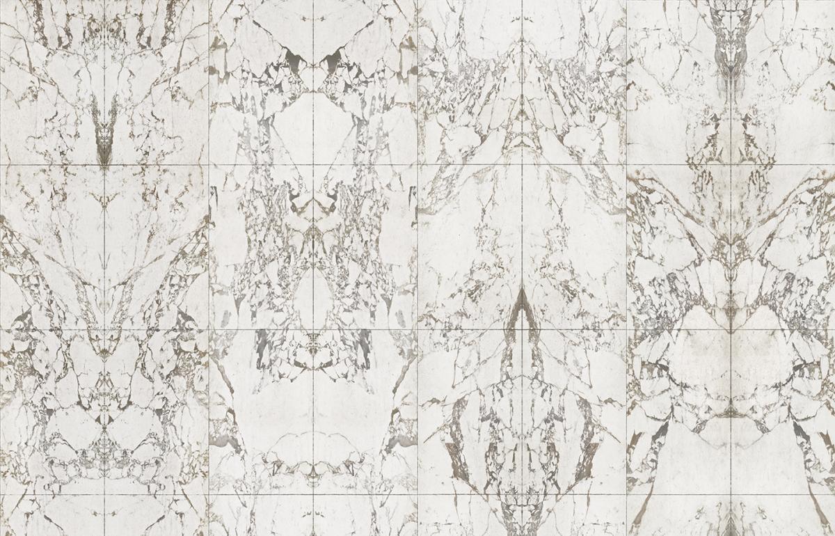 Обои для стен Nlxl Piet Hein Eek Materials PHM-41A & PHM-41B White Marble Tiles 48,7 x 76,9 cm Mirrored SIM HR 