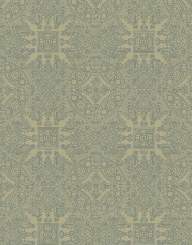 Обои для стен  Hamilton Weston Old Paradise Fynedon-Gothic-Teal-on-Green-double-w 