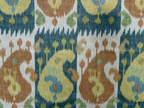 Ткань Titley and Marr Ikat Collection Turkistan-Boteh-03-Terracotta-and-Turquoise 