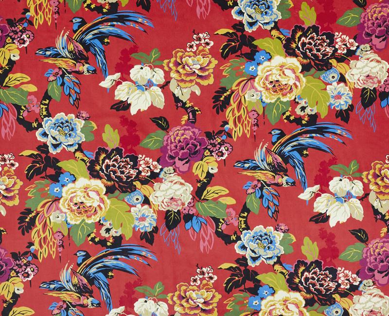 Ткань The Design Archives Archive 1 Cotton & Linen Grand-Floral-1001-Vermillion-1 