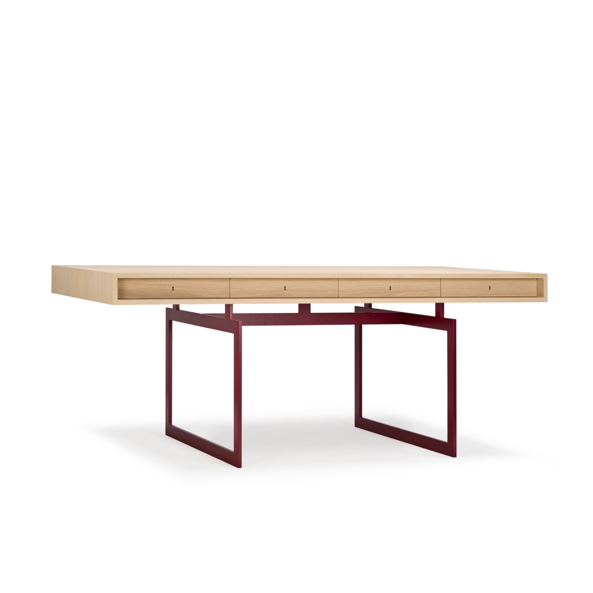 Стол    Office_Desk_Red_frame_White_Stained_Oak_Packshot_Angle2 