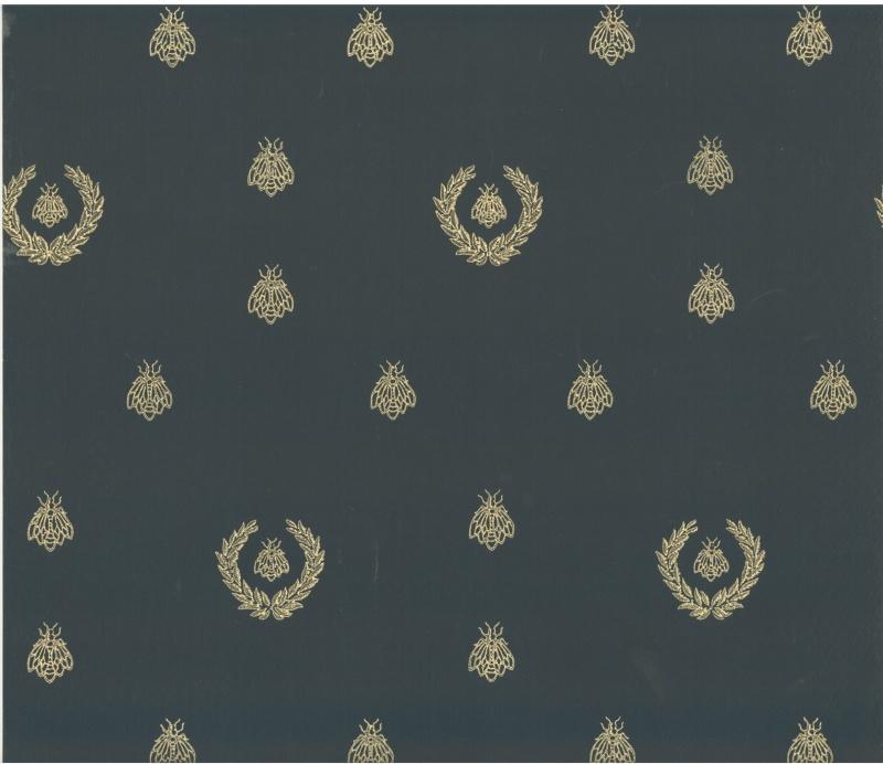 Обои для стен  Hamilton Weston Old Paradise Imperial-Bee-Silver-Gilt-on-Blue-e150 