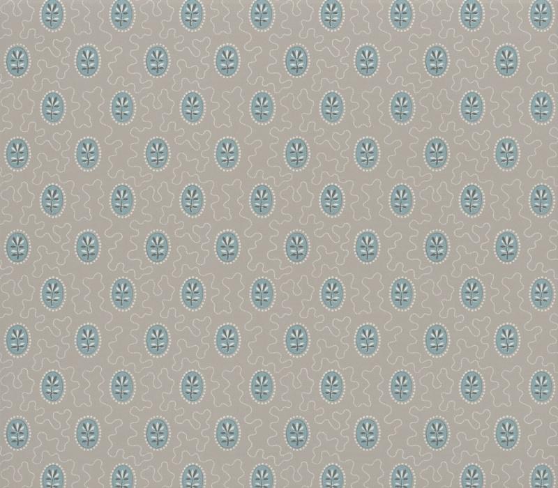 Обои для стен Hamilton Weston Paradise Archive Archway-House-Blue-Medallion-on-Grey 