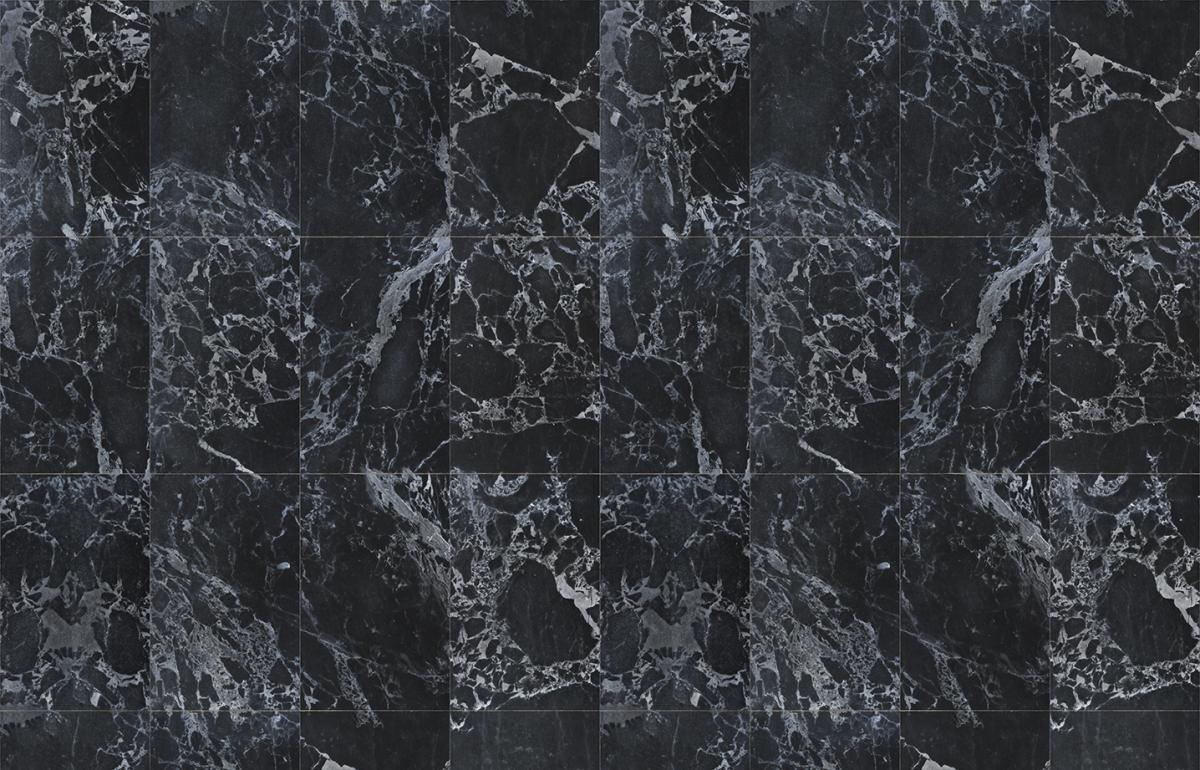 Обои для стен Nlxl Piet Hein Eek Materials PHM-51B Marble Black Tiles 48,7 x 76,9 cm Mirrored SIM LR 