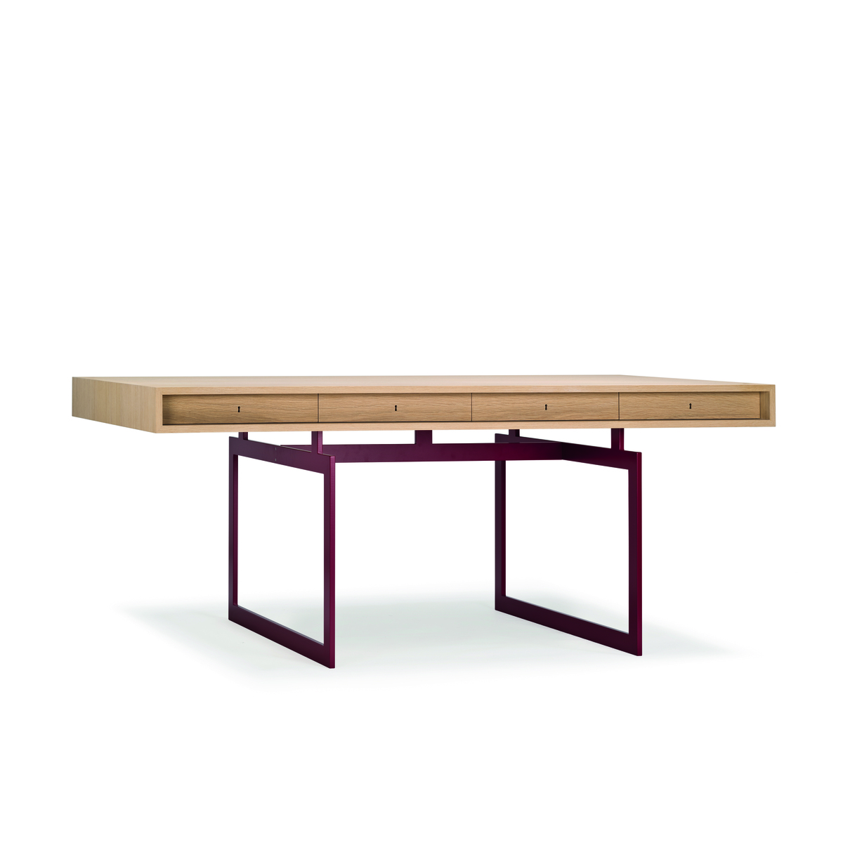 Стол    Office Desk_Red_frame_Oak_Packshot_Angle 