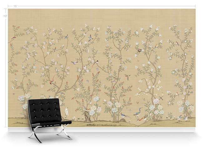 Обои для стен  MuralSources Chinoiserie murals CH-275-BG1-00-2T 