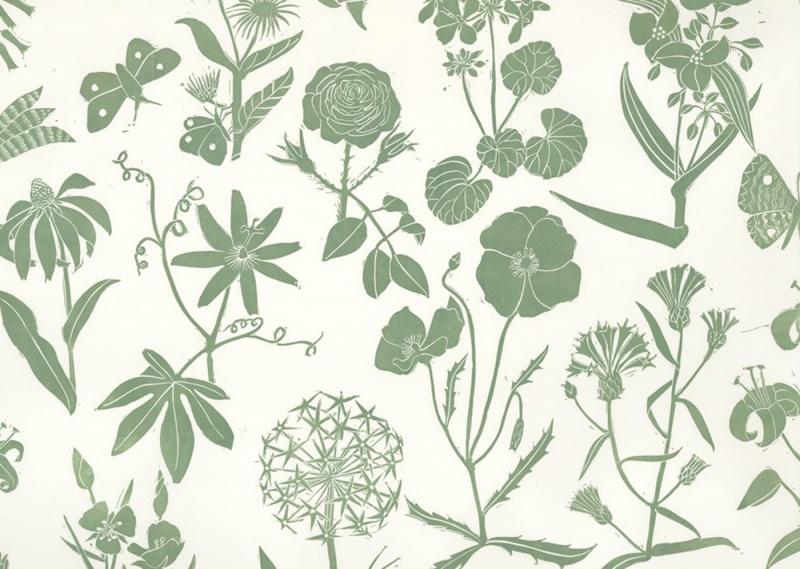 Обои для стен Hamilton Weston The Marthe Armitage wallpapers Flora-Green-detail-1 