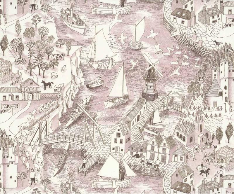 Обои для стен  Hamilton Weston The Marthe Armitage wallpapers Windmill-Black-and-London-Clay-1 