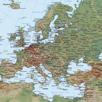 Photowall Географические карты europe-map-detailed