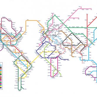 Photowall Географические карты metro-world-map