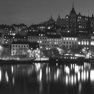 Photowall Города lights-in-stockholm-bw