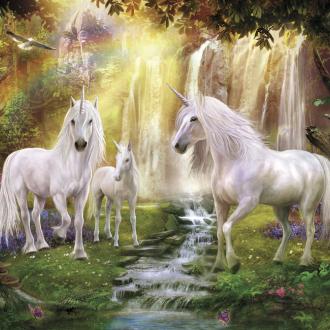 Photowall Фэнтези waterfall-glade-unicorns